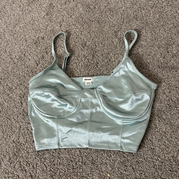 Garage Tops - 3/$25 Garage Satin Bustier Top in Light Blue